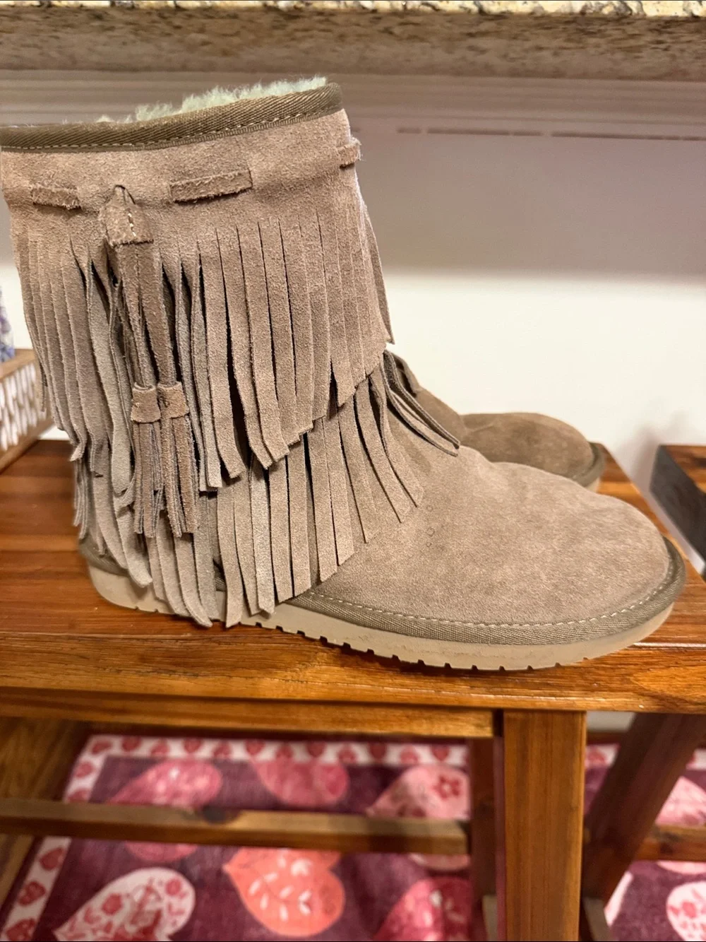 Koolaburra by UGG Taupe Suede Fringe Tassel Ankle Boots